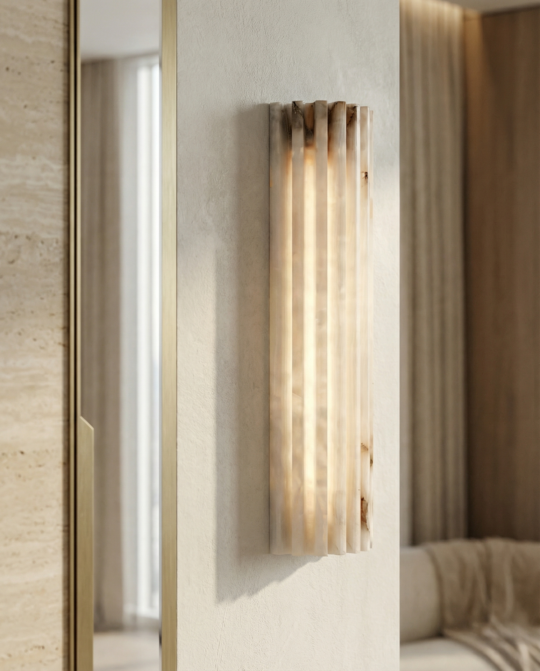 Aurelio Fluted Stone Wall Light