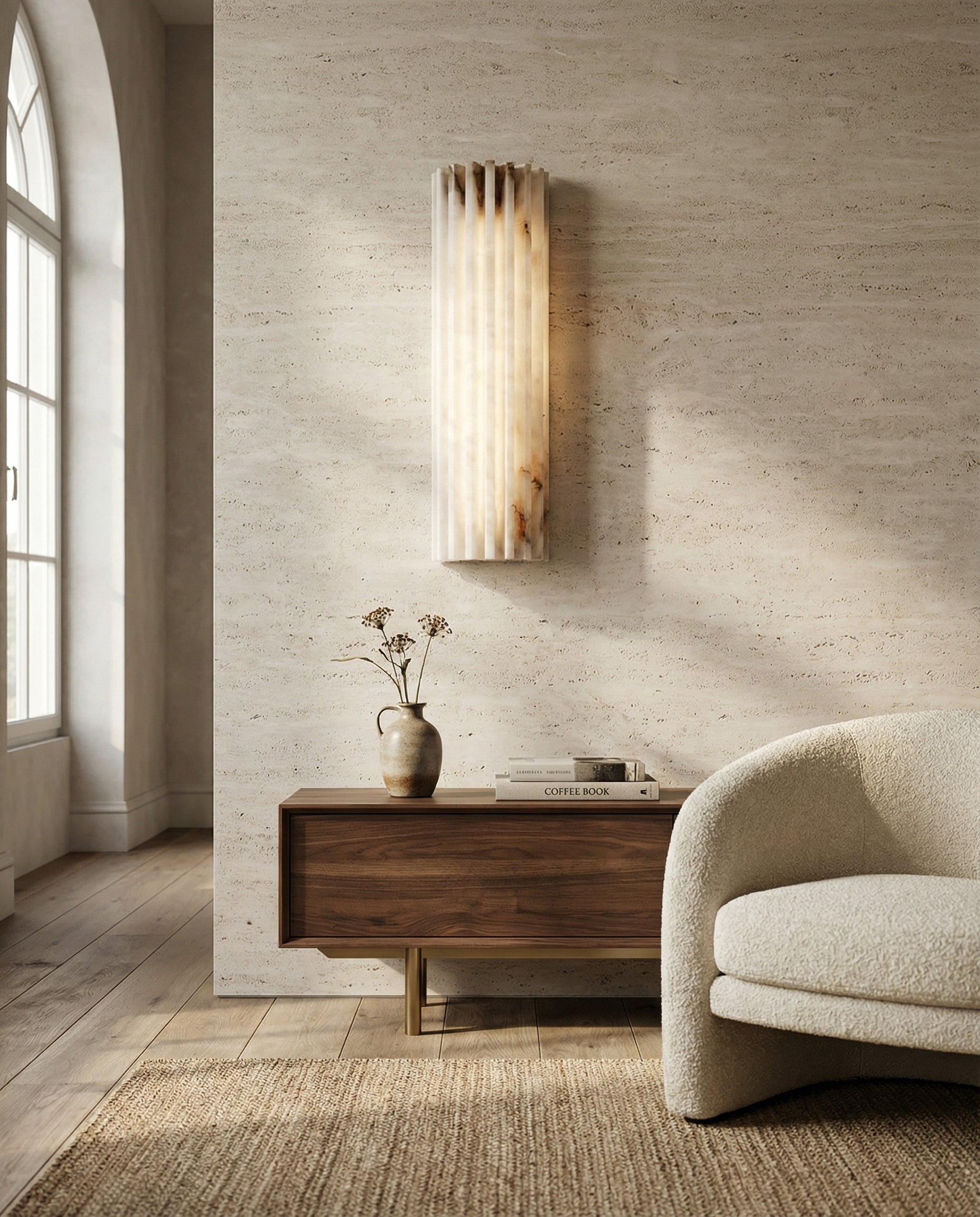 Aurelio Fluted Stone Wall Light