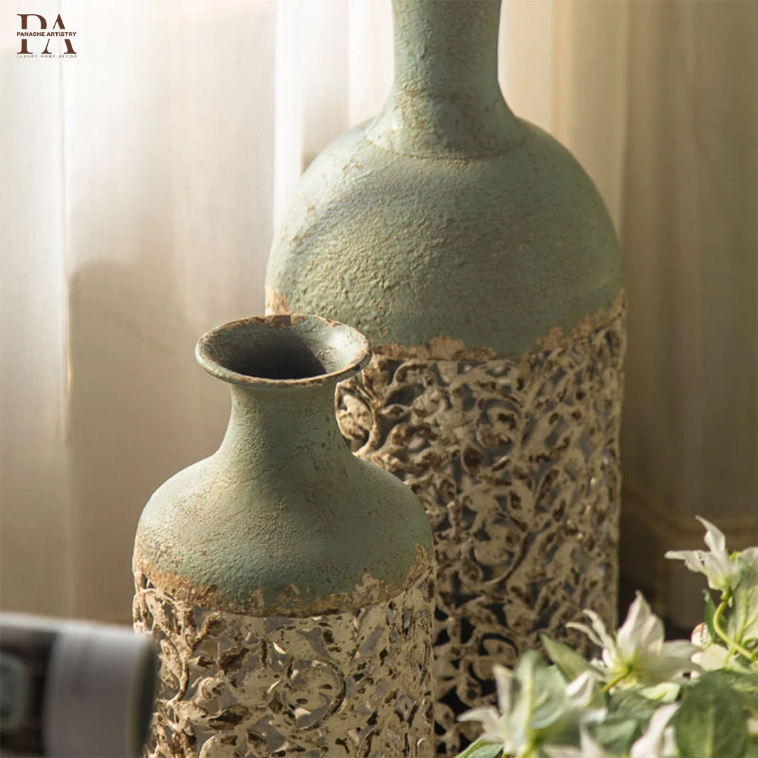 Vintage Lacework Iron Vase Set