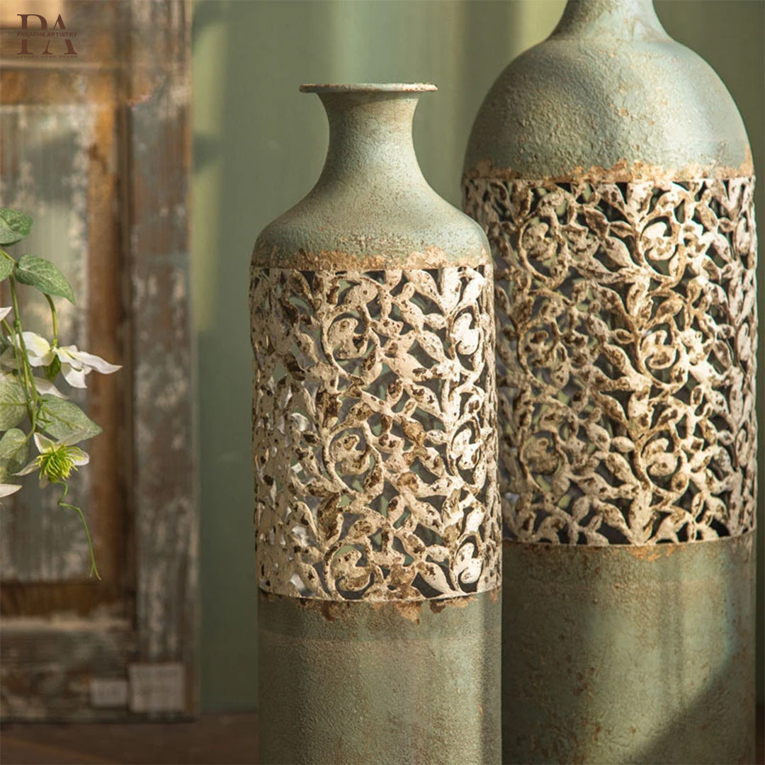 Vintage Lacework Iron Vase Set
