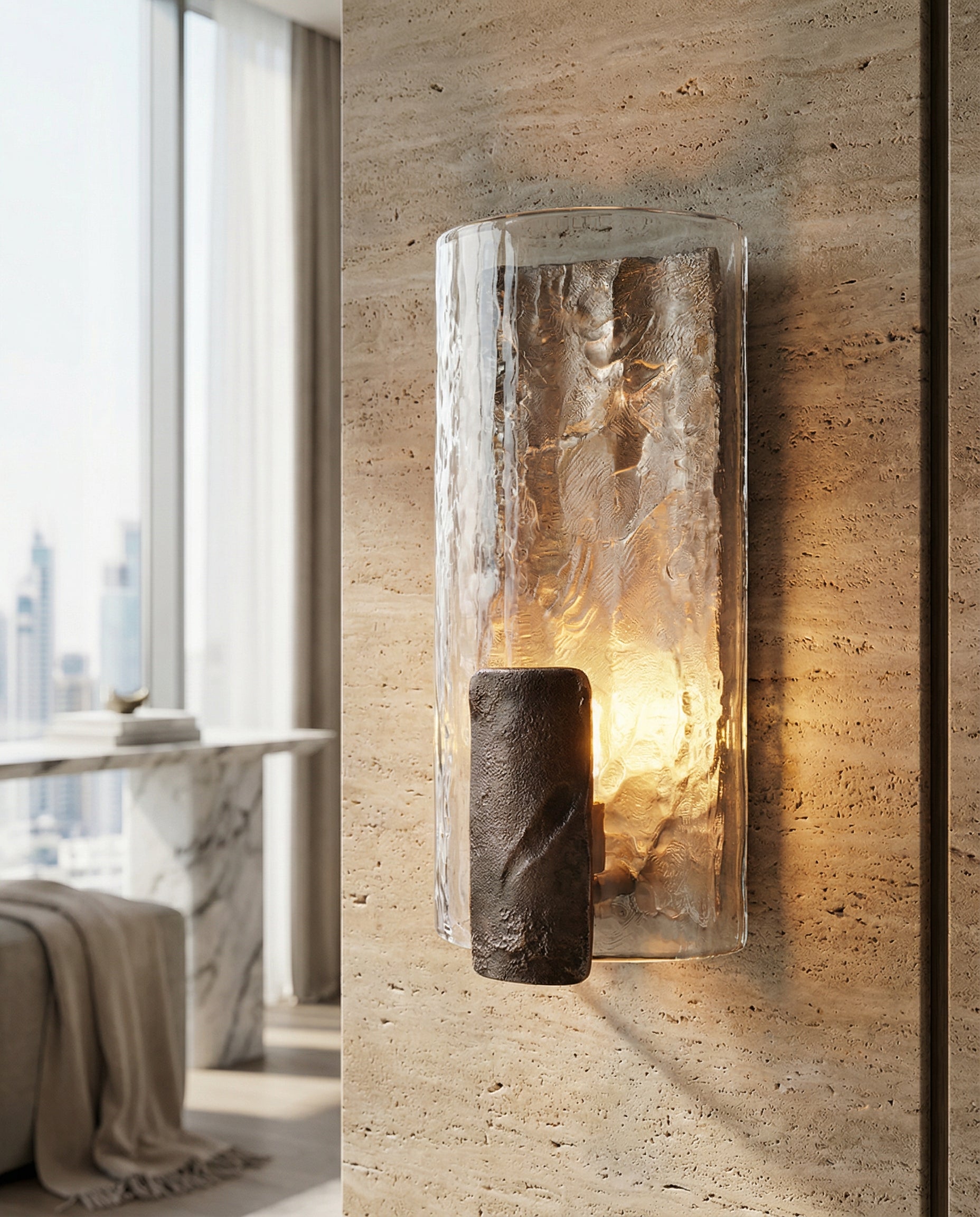 Cavaro Textured Glass Wall Light