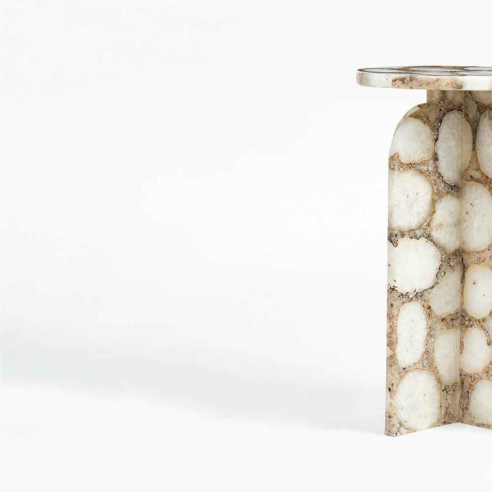 Panel Accent Table, White Agate