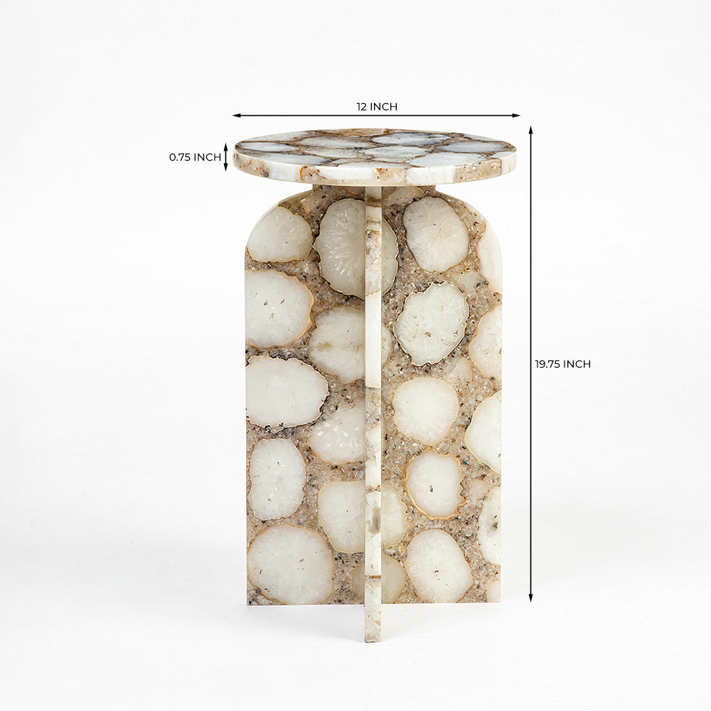 Panel Accent Table, White Agate