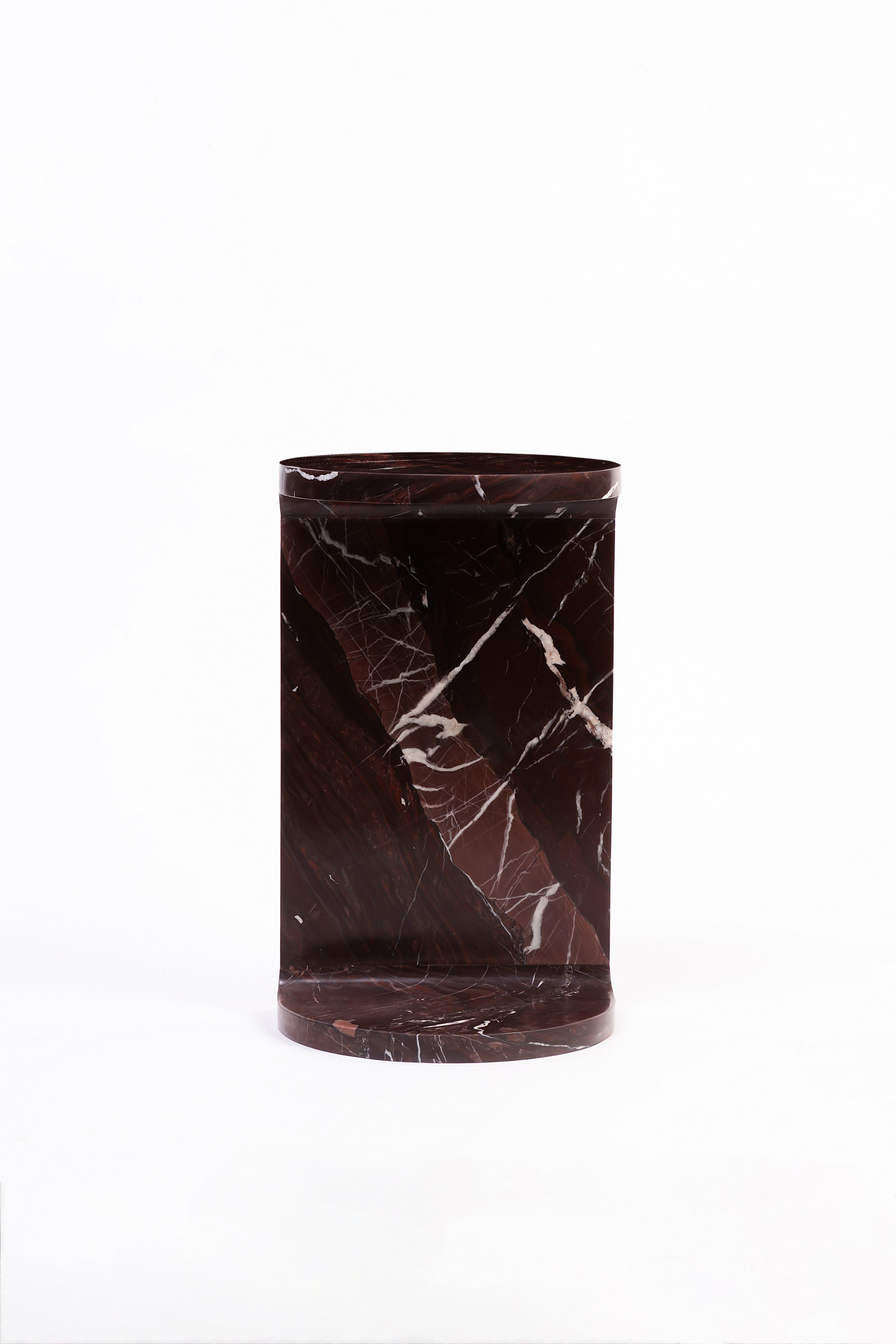 Spool Accent Table, Red Jasper
