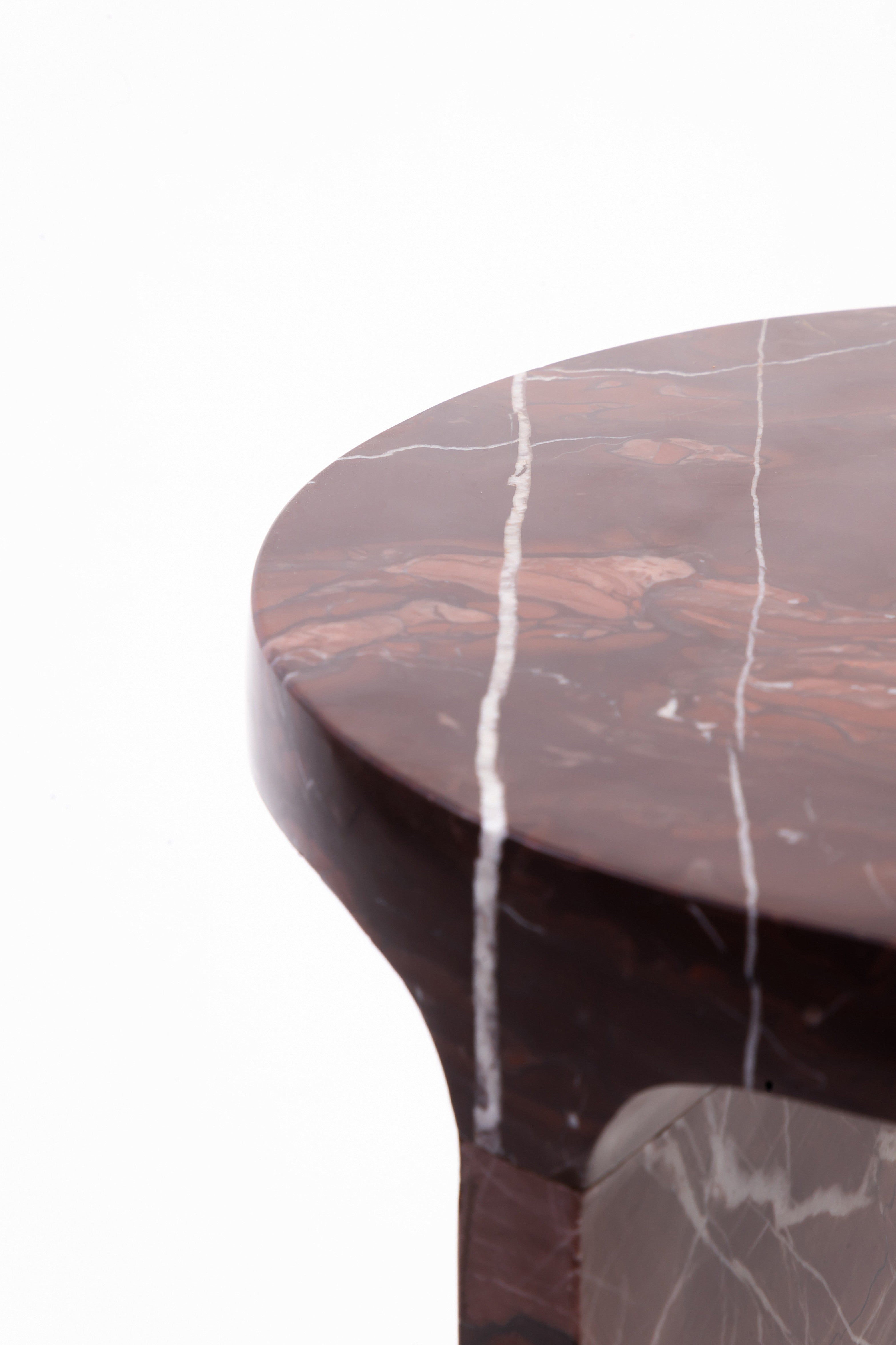 Spool Accent Table, Red Jasper