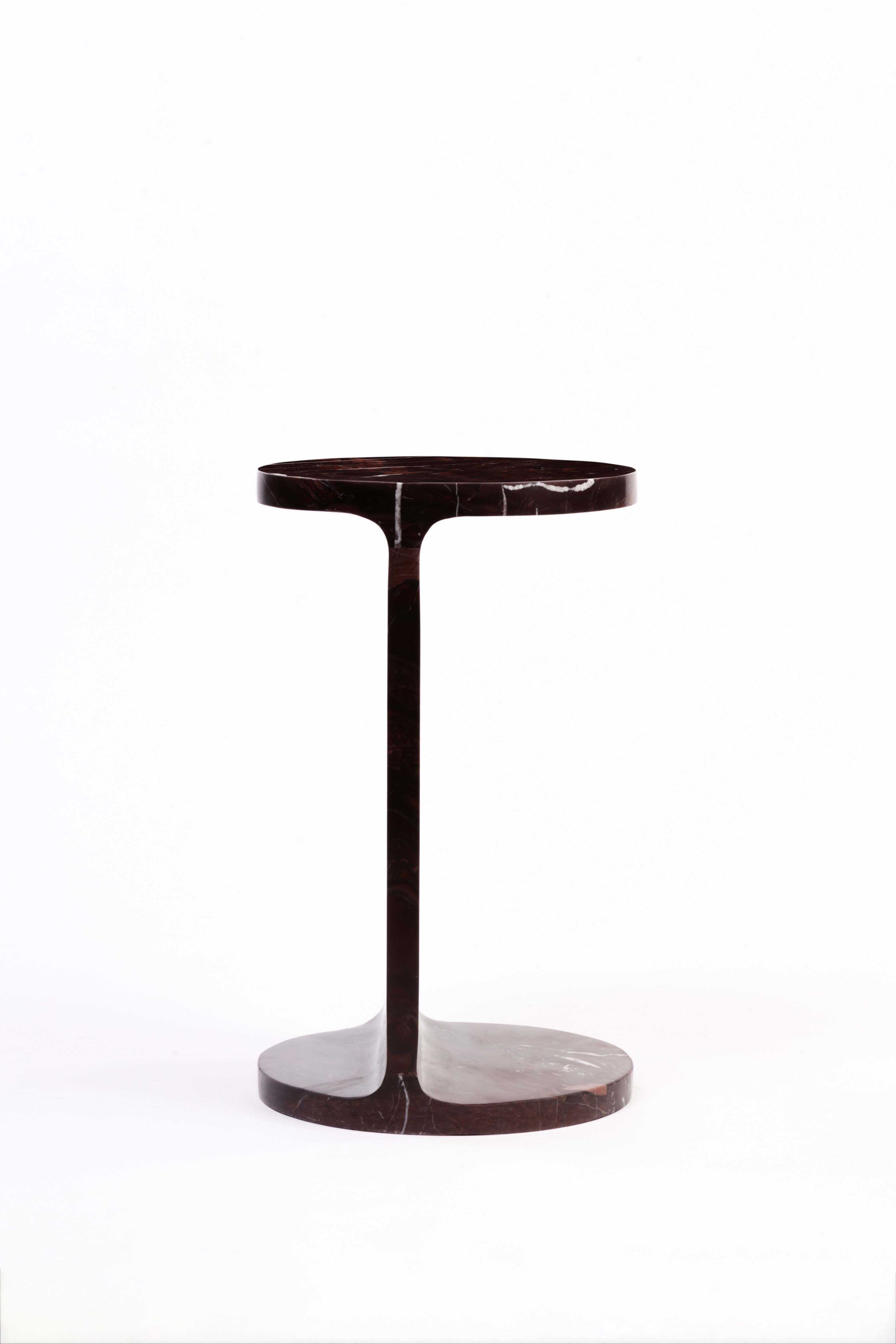 Spool Accent Table, Red Jasper