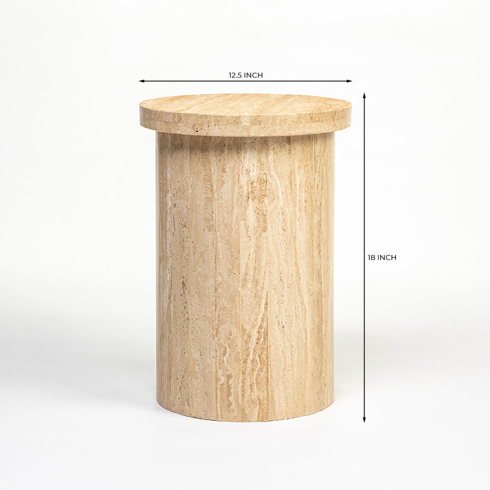 Tambour Accent Table, Travertine