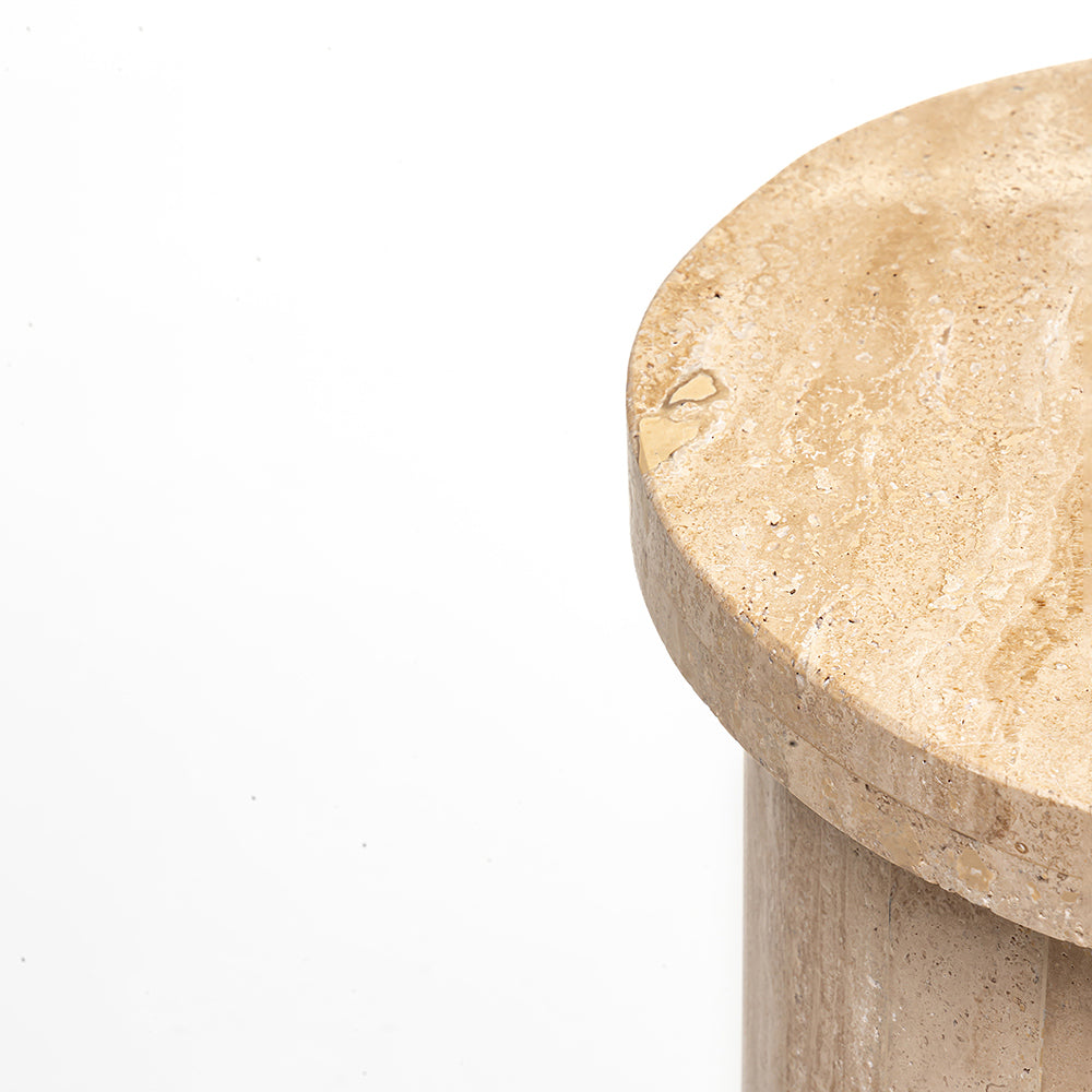 Tambour Accent Table, Travertine