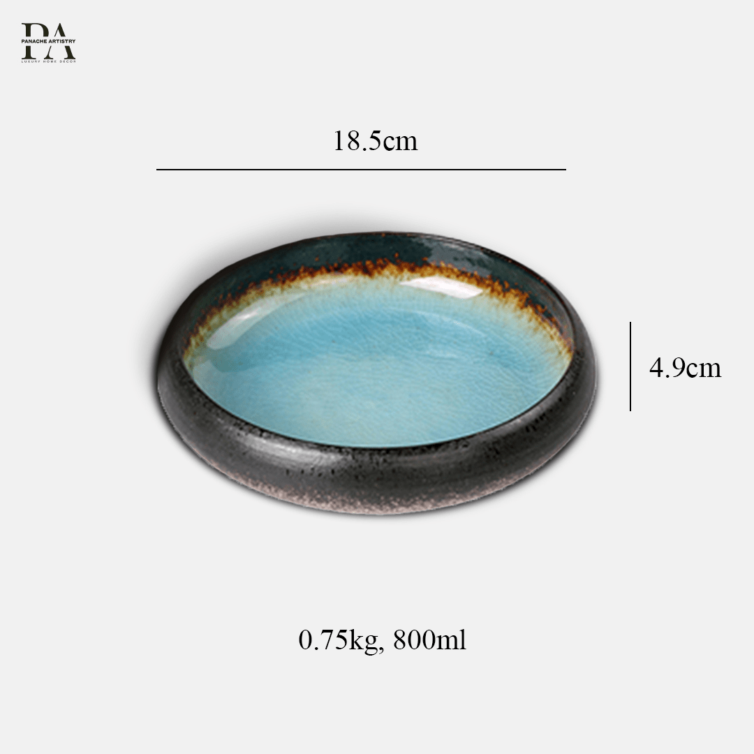 Azure Crackle Ceramic Plate