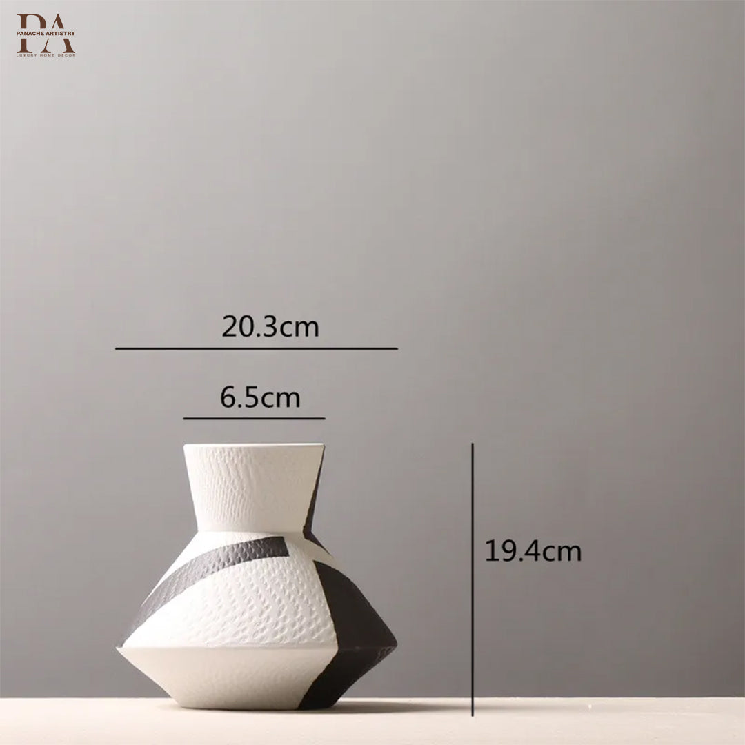 Monochrome Geometric Ceramic Vase Set