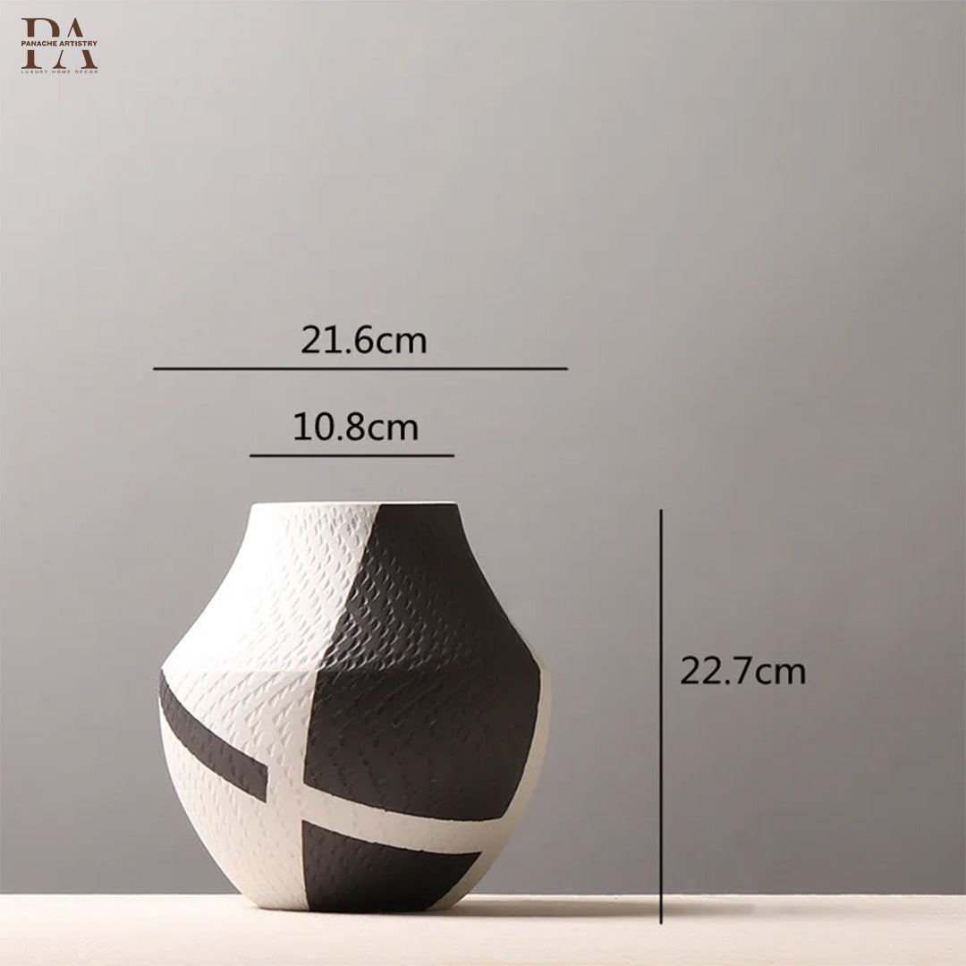 Monochrome Geometric Ceramic Vase Set