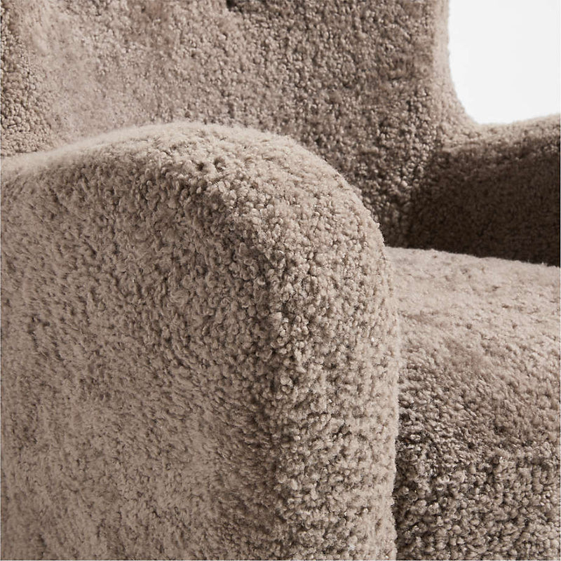 Close-up of a textured beige armchair