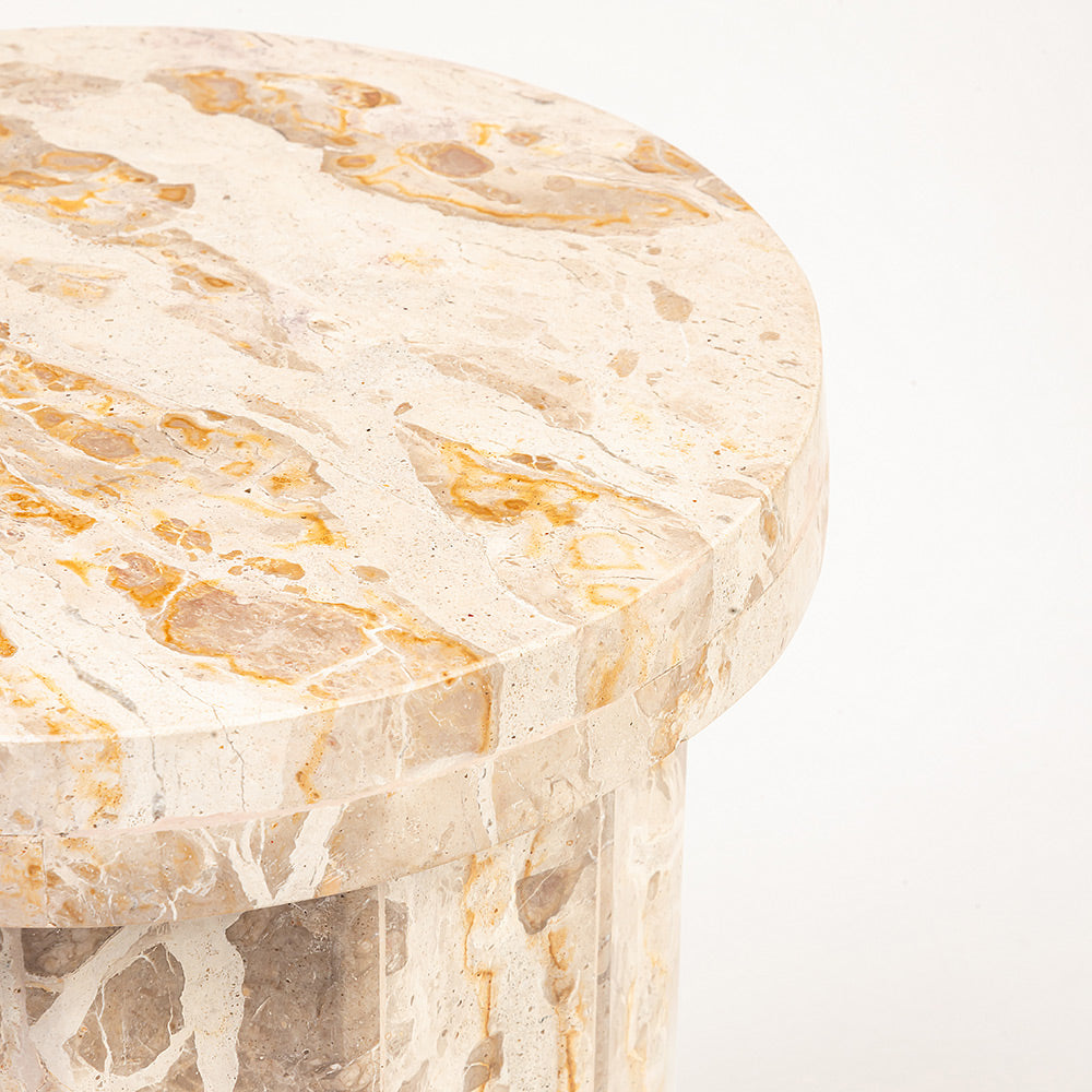 Drum Accent Table, Fossil