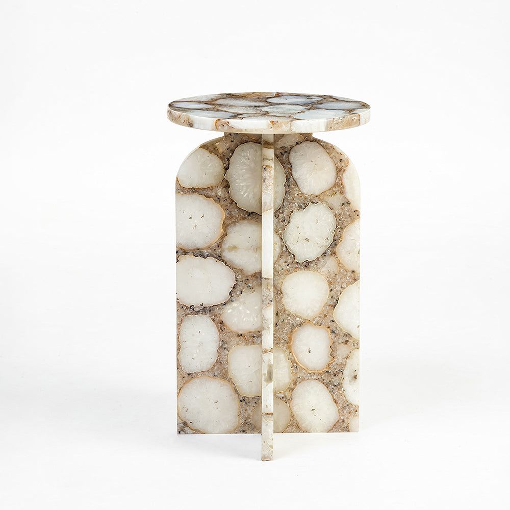 Panel Accent Table, White Agate