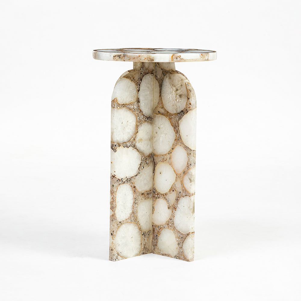 Panel Accent Table, White Agate