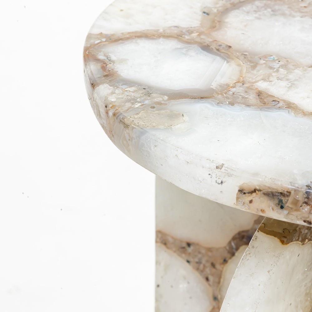 Panel Accent Table, White Agate