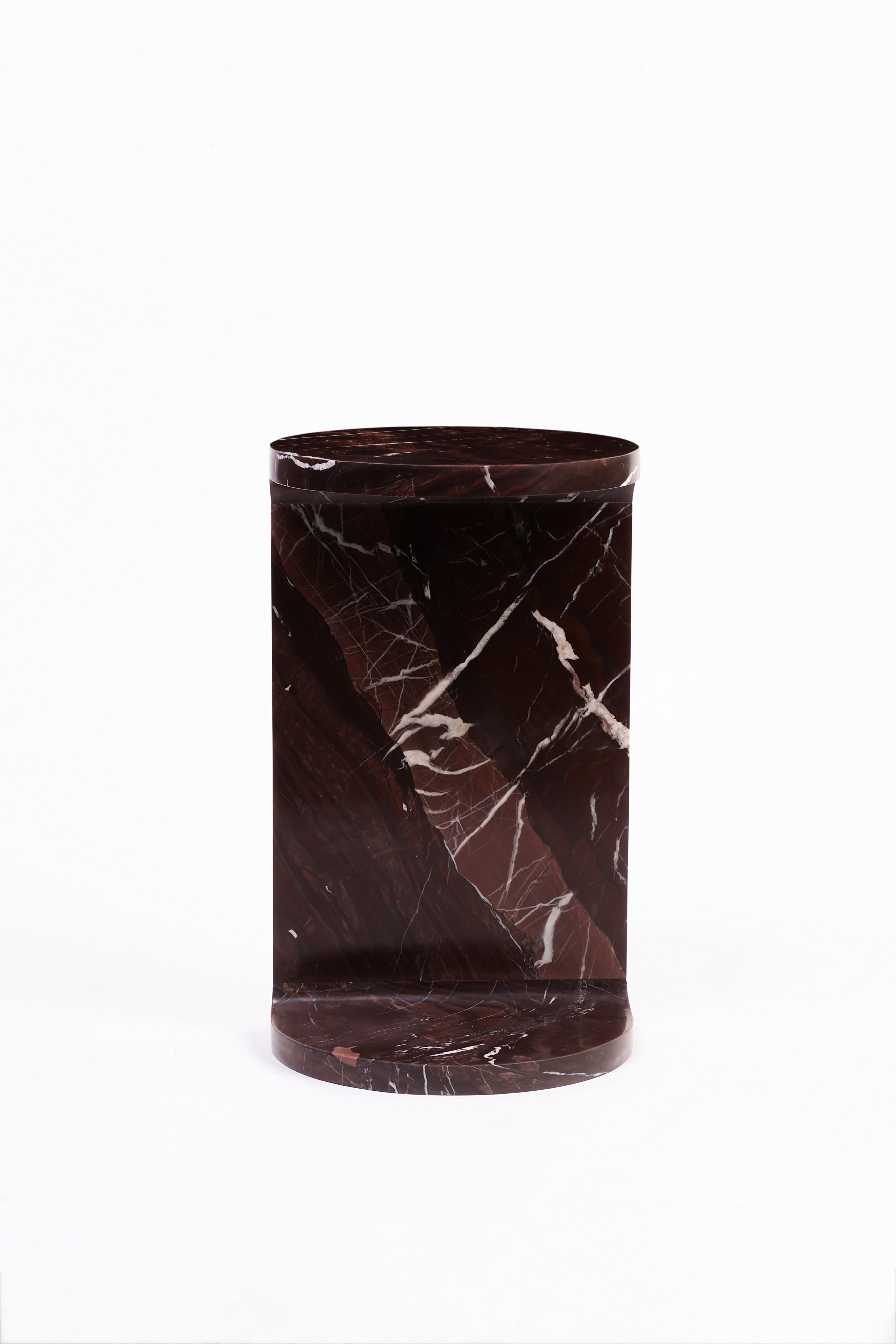 Spool Accent Table, Red Jasper