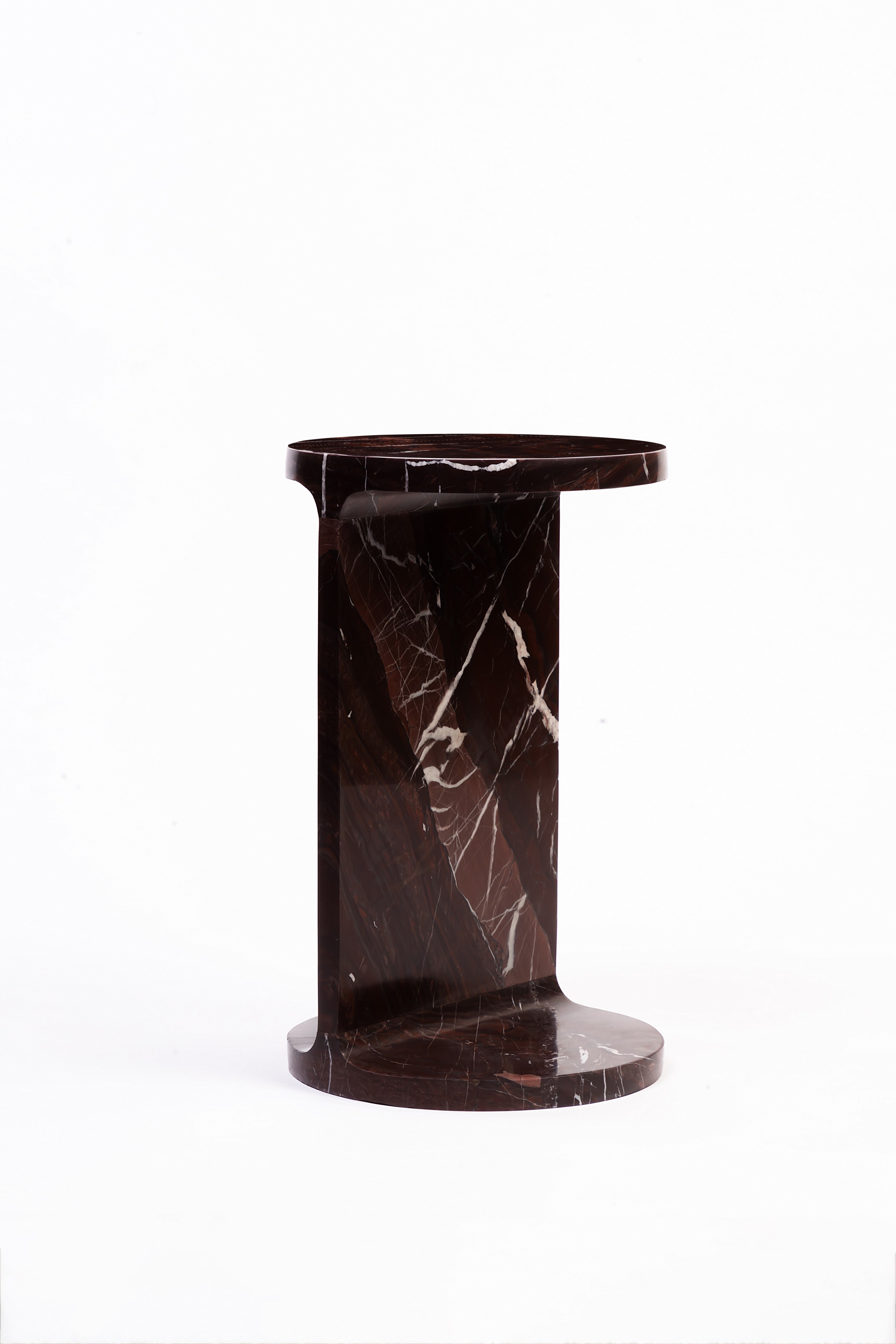 Spool Accent Table, Red Jasper