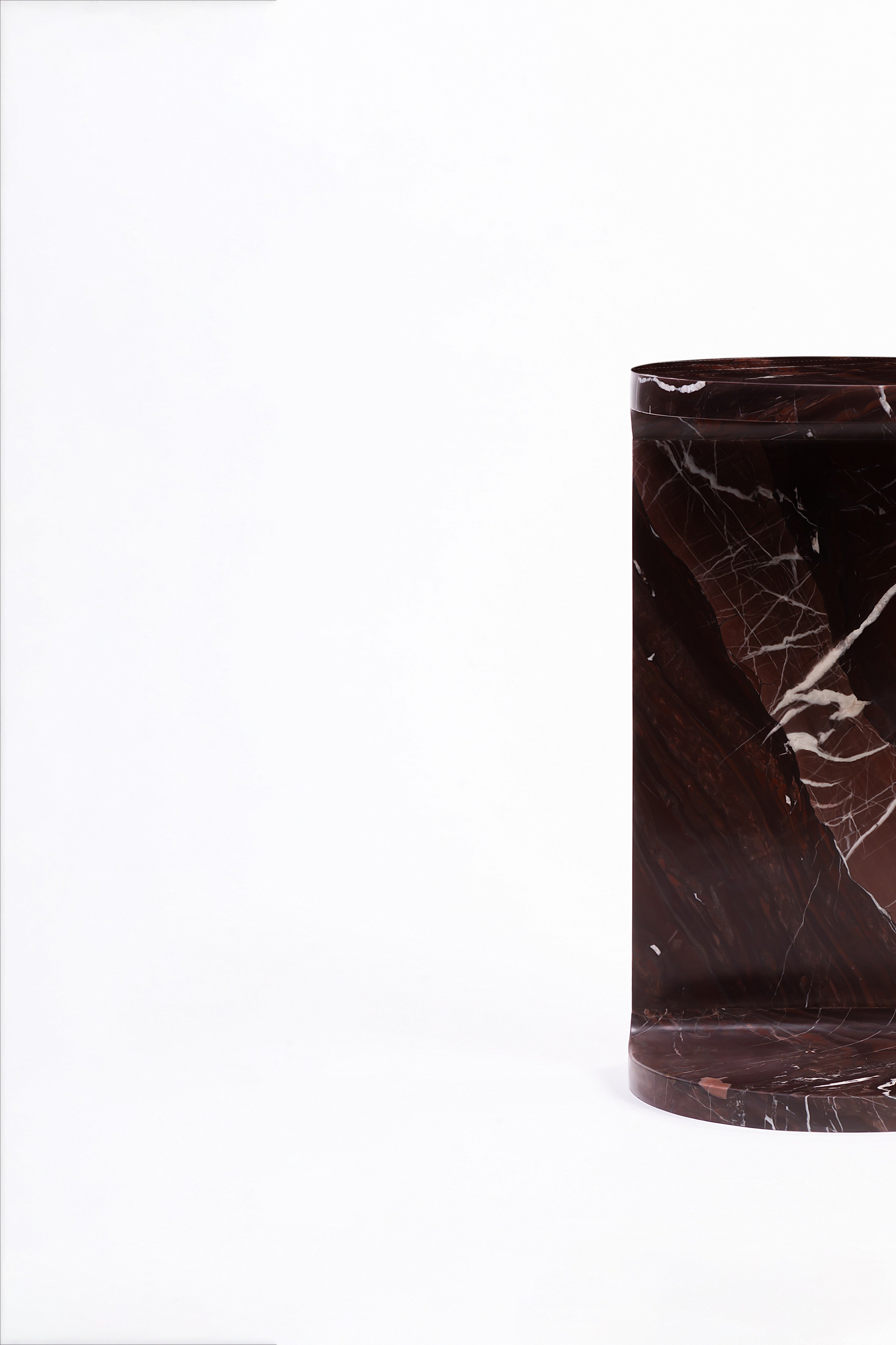 Spool Accent Table, Red Jasper