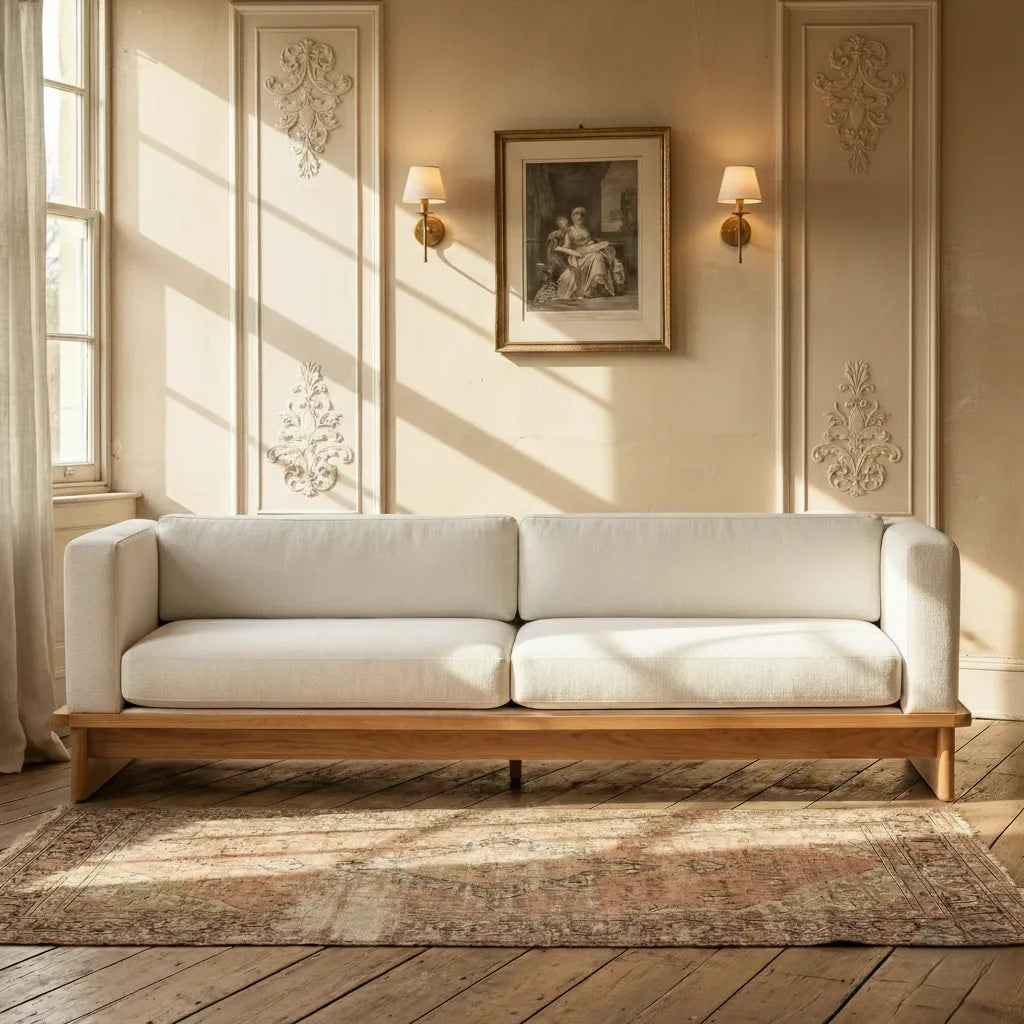 White, Set on Honey Sofa